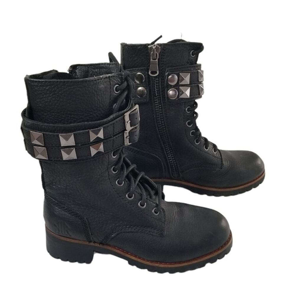 KLR Blake Black Leather Studded Moto Boot size 6